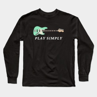 Play Simply Bass Guitar Surf Green Color Long Sleeve T-Shirt